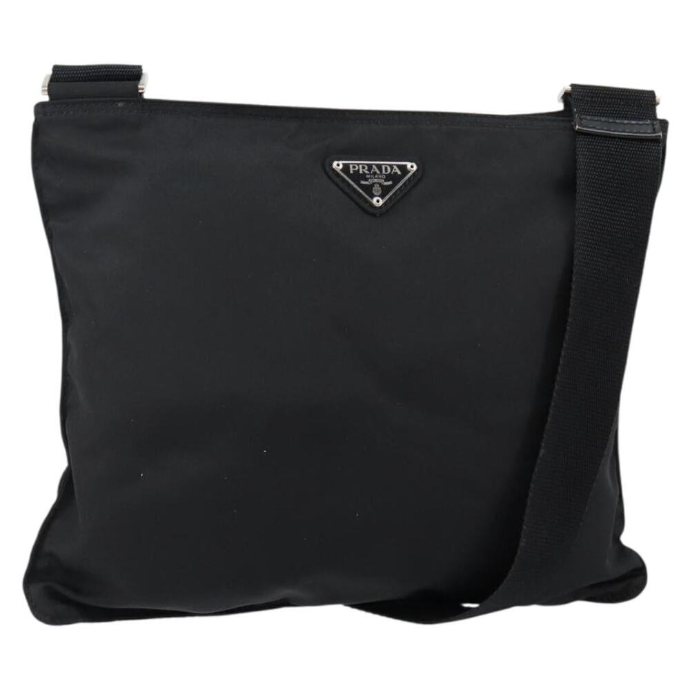 PRADA Shoulder Bag Nylon Black Silver